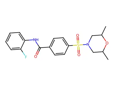 4-((2,6-Dimethyl-4-morpholinyl)sulfonyl)-N-(2-fluorophenyl)benzamide structure