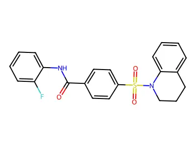 4-(3,4-dihydro-2H-quinolin-1-ylsulfonyl)-N-(2-fluorophenyl)benzamide structure