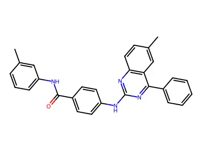 4-((6-methyl-4-phenylquinazolin-2-yl)amino)-N-(m-tolyl)benzamide structure