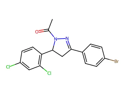 1-[5-(4-Bromophenyl)-3-(2,4-dichlorophenyl)-3,4-dihydropyrazol-2-yl]ethanone structure