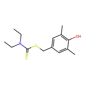 (4-hydroxy-3,5-dimethylphenyl)methyl N,N-diethylcarbamodithioate structure