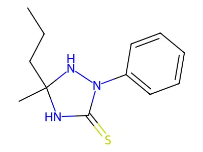 5-Methyl-2-phenyl-5-propyl-1,2,4-triazolidine-3-thione structure