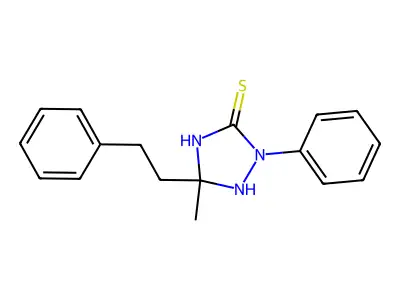 5-Methyl-2-phenyl-5-(2-phenylethyl)-1,2,4-triazolidine-3-thione structure