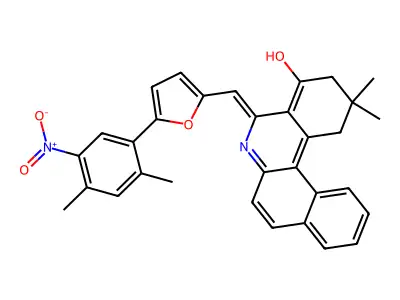 5-[[5-(2,4-Dimethyl-5-nitrophenyl)-2-furanyl]methylene]-2,3,5,6-tetrahydro-2,2-dimethylbenzo[a]phenanthridin-4(1H)-one structure
