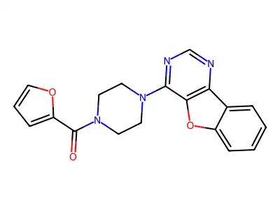 4-[4-(2-Furoyl)-1-piperazinyl][1]benzofuro[3,2-d]pyrimidine structure