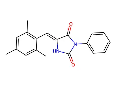 3-Phenyl-5-[(2,4,6-trimethylphenyl)methylidene]imidazolidine-2,4-dione structure