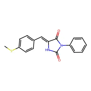 (5E)-5-[4-(methylsulfanyl)benzylidene]-3-phenylimidazolidine-2,4-dione structure