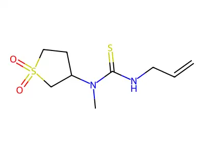 3-{Methyl[(prop-2-enylamino)thioxomethyl]amino}thiolane-1,1-dione structure