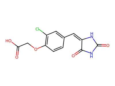 2-[2-chloro-4-[(2,5-dioxoimidazolidin-4-ylidene)methyl]phenoxy]acetic Acid structure