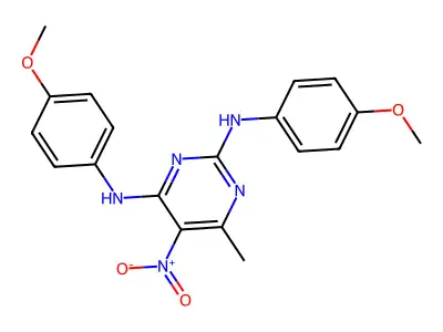 2-N,4-N-bis(4-methoxyphenyl)-6-methyl-5-nitropyrimidine-2,4-diamine structure