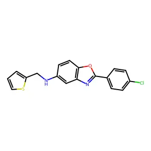 2-(4-chlorophenyl)-N-(thiophen-2-ylmethyl)-1,3-benzoxazol-5-amine structure