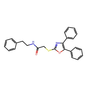 2-[(4,5-diphenyl-1,3-oxazol-2-yl)sulfanyl]-N-(2-phenylethyl)acetamide structure