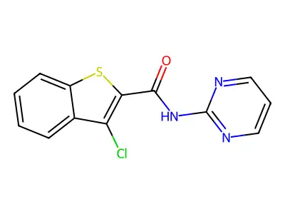 3-chloro-N-pyrimidin-2-yl-1-benzothiophene-2-carboxamide structure
