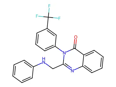 2-(Anilinomethyl)-3-[3-(trifluoromethyl)phenyl]quinazolin-4-one structure