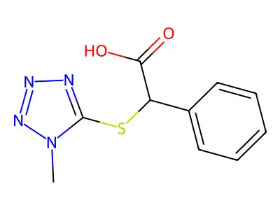 2-[(1-Methyl-1H-1,2,3,4-tetrazol-5-YL)sulfanyl]-2-phenylacetic acid structure