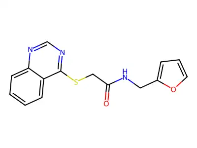 N-(furan-2-ylmethyl)-2-quinazolin-4-ylsulfanylacetamide structure
