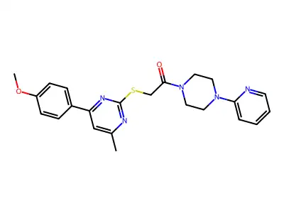 2-{[4-(4-methoxyphenyl)-6-methylpyrimidin-2-yl]sulfanyl}-1-[4-(pyridin-2-yl)piperazin-1-yl]ethan-1-one structure