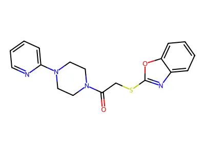 2-(1,3-Benzoxazol-2-ylsulfanyl)-1-[4-(pyridin-2-yl)piperazin-1-yl]ethanone structure