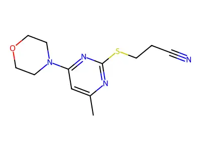 3-{[4-Methyl-6-(morpholin-4-yl)pyrimidin-2-yl]sulfanyl}propanenitrile structure