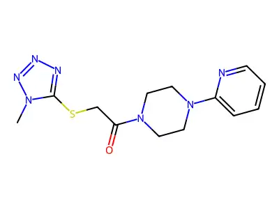 2-[(1-methyl-1H-tetrazol-5-yl)sulfanyl]-1-[4-(pyridin-2-yl)piperazin-1-yl]ethanone structure