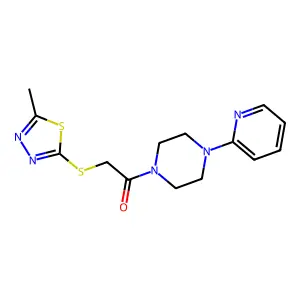 2-[(5-methyl-1,3,4-thiadiazol-2-yl)sulfanyl]-1-[4-(pyridin-2-yl)piperazin-1-yl]ethanone structure
