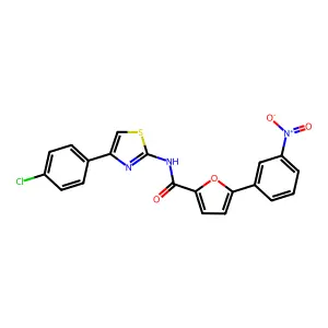 N-[4-(4-chlorophenyl)-1,3-thiazol-2-yl]-5-(3-nitrophenyl)furan-2-carboxamide structure