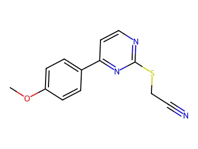 2-((4-(4-Methoxyphenyl)pyrimidin-2-yl)thio)acetonitrile structure