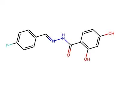 N-[(4-fluorophenyl)methylideneamino]-2,4-dihydroxybenzamide structure