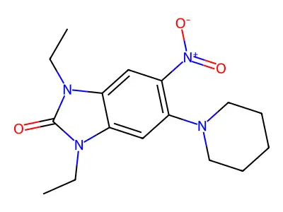 1,3-Diethyl-1,3-dihydro-5-nitro-6-(1-piperidinyl)-2H-benzimidazol-2-one structure