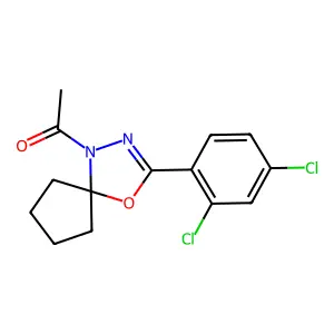 1-[3-(2,4-Dichlorophenyl)-4-oxa-1,2-diazaspiro[4.4]non-2-en-1-yl]ethanone structure