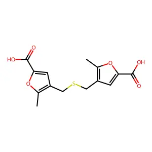 4,4'-(Thiobis(methylene))bis(5-methylfuran-2-carboxylic acid) structure