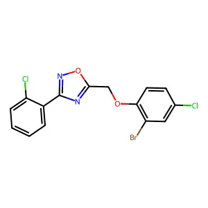 5-[(2-Bromo-4-chlorophenoxy)methyl]-3-(2-chlorophenyl)-1,2,4-oxadiazole structure