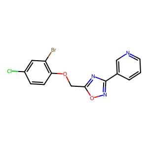 3-{5-[(2-Bromo-4-chlorophenoxy)methyl]-1,2,4-oxadiazol-3-yl}pyridine structure