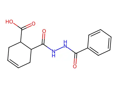 6-{[2-(Phenylcarbonyl)hydrazinyl]carbonyl}cyclohex-3-ene-1-carboxylic acid structure