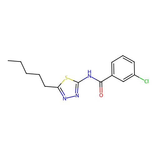3-chloro-N-(5-pentyl-1,3,4-thiadiazol-2-yl)benzamide structure