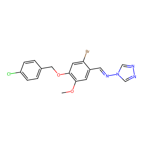 N-[(E)-{2-bromo-4-[(4-chlorobenzyl)oxy]-5-methoxyphenyl}methylidene]-4H-1,2,4-triazol-4-amine structure