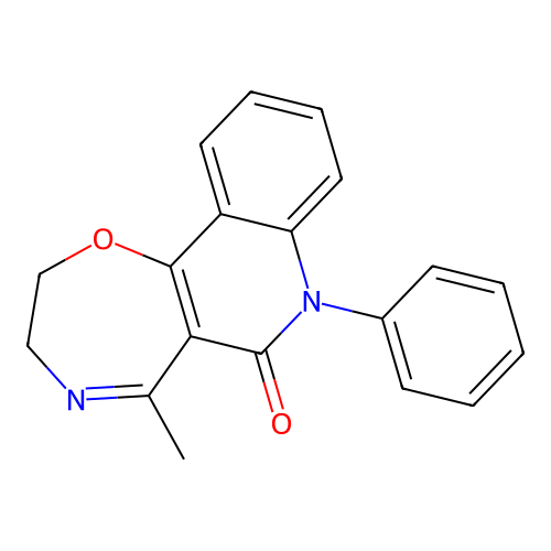 7-methyl-5-phenyl-5-hydro-9H,10H-1,4-oxazepino[6,7-c]quinolin-6-one structure