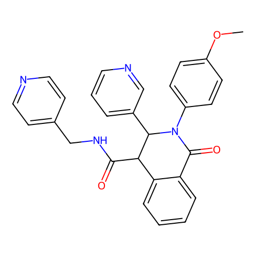(2-(4-methoxyphenyl)-1-oxo-3-(3-pyridyl)(4-2,3,4-trihydroisoquinolyl))-N-(4-pyridylmethyl)formamide structure
