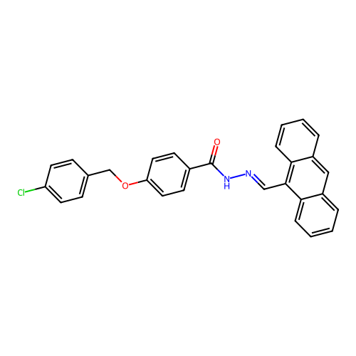 N-(anthracen-9-ylmethylideneamino)-4-[(4-chlorophenyl)methoxy]benzamide structure