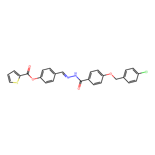 4-(2-(4-((4-Chlorobenzyl)oxy)benzoyl)carbohydrazonoyl)PH 2-thiophenecarboxylate structure