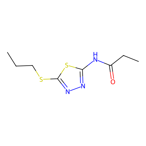 N-[5-(propylsulfanyl)-1,3,4-thiadiazol-2-yl]propanamide structure