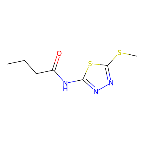 N-(5-(methylthio)-1,3,4-thiadiazol-2-yl)butyramide structure
