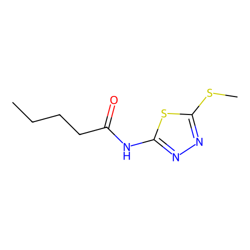 N-[5-(methylsulfanyl)-1,3,4-thiadiazol-2-yl]pentanamide structure