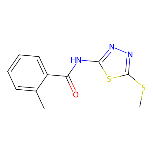 2-methyl-N-(5-methylsulfanyl-1,3,4-thiadiazol-2-yl)benzamide structure