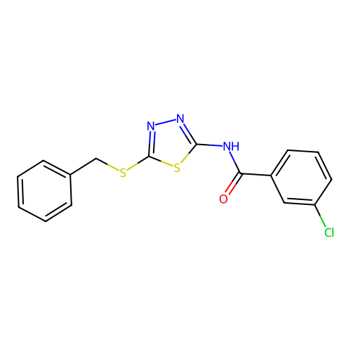 N-(5-(benzylthio)-1,3,4-thiadiazol-2-yl)-3-chlorobenzamide structure