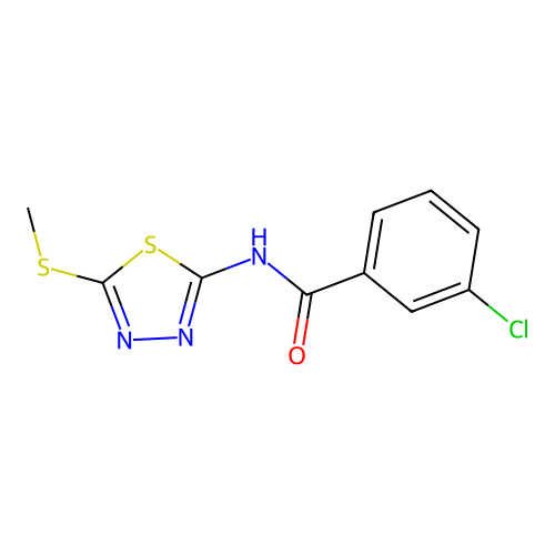3-chloro-N-(5-methylsulfanyl-1,3,4-thiadiazol-2-yl)benzamide structure
