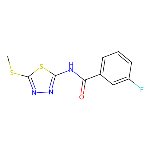 3-fluoro-N-(5-methylsulfanyl-1,3,4-thiadiazol-2-yl)benzamide structure