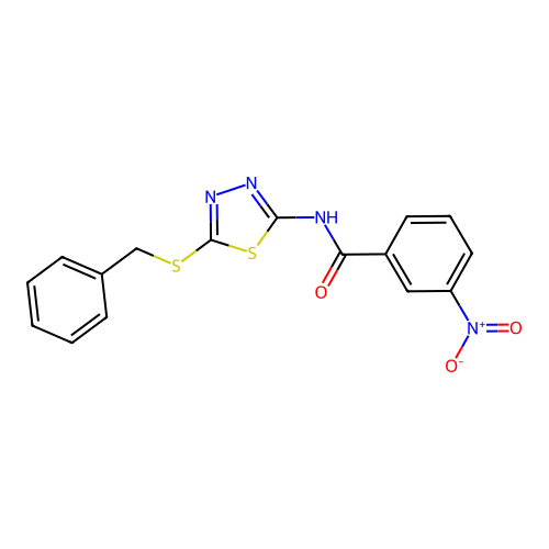 N-(5-(benzylthio)-1,3,4-thiadiazol-2-yl)-3-nitrobenzamide structure