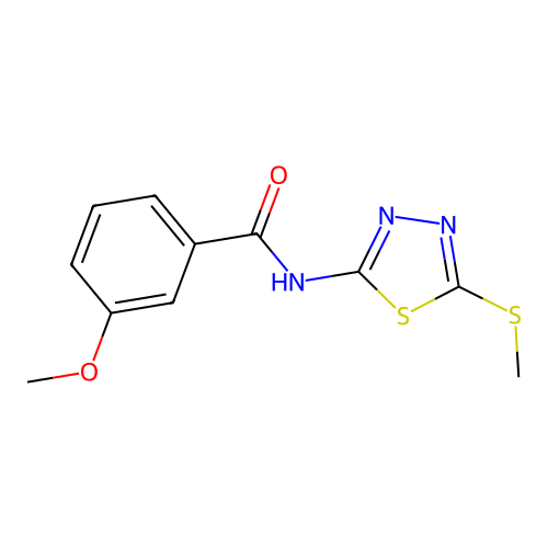 3-methoxy-N-(5-methylsulfanyl-1,3,4-thiadiazol-2-yl)benzamide structure