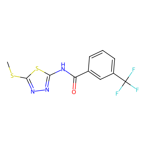 N-(5-(methylthio)-1,3,4-thiadiazol-2-yl)-3-(trifluoromethyl)benzamide structure